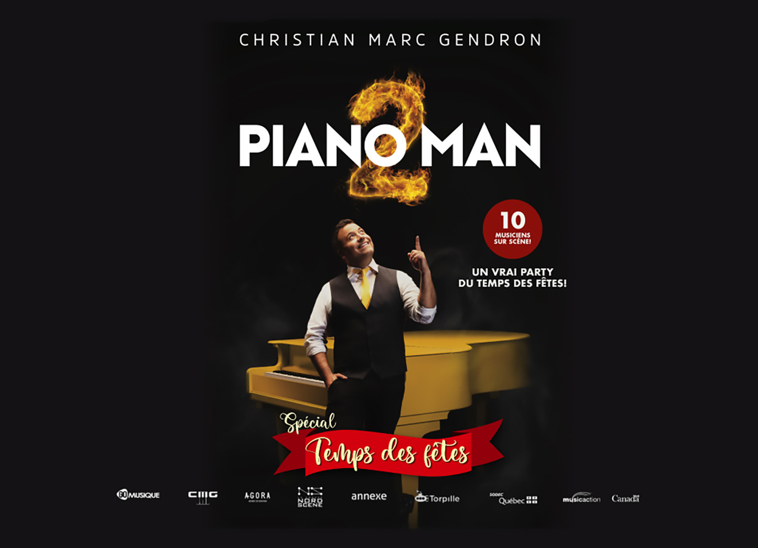 Spectacle Christian Marc Gendron: Piano Man 2 | Spécial temps des fêtes présenté au Carré 150  de Victoriaville